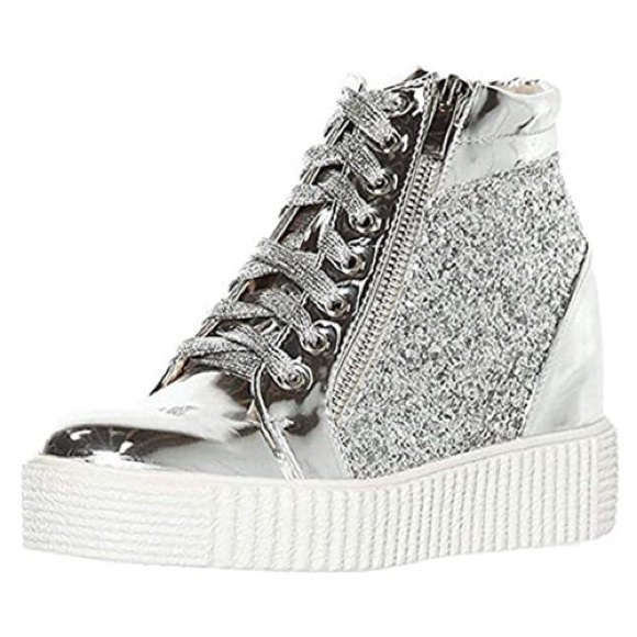 Forever Shoes - Metallic hidden heel sneakers
